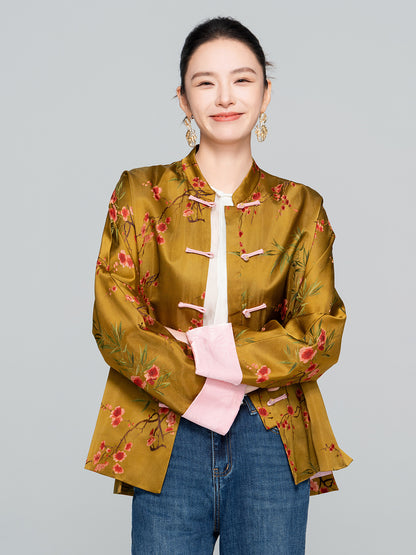 Old Money Style Printed Tang Jacket for Women