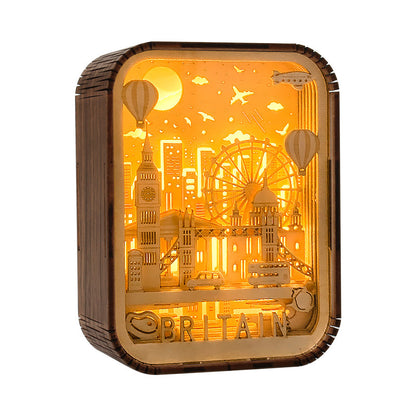 3D London City Wood Carving Lamp Night Light Mid-Autumn Gift