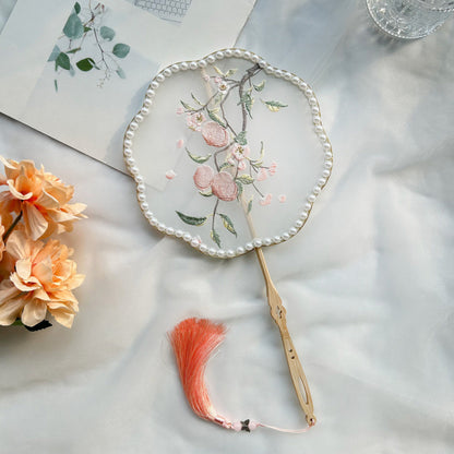 Ancient Style Tassel Round Fan — Hanfu Dance Fan for Adults & Kids