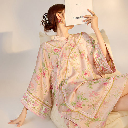 2026 Summer New Chinese Style Printed Rayon Loose Elegant Blouse