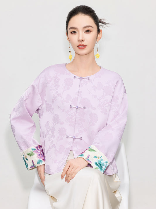 Spring Retro Embroidered Loose Slimming Jacket for Women