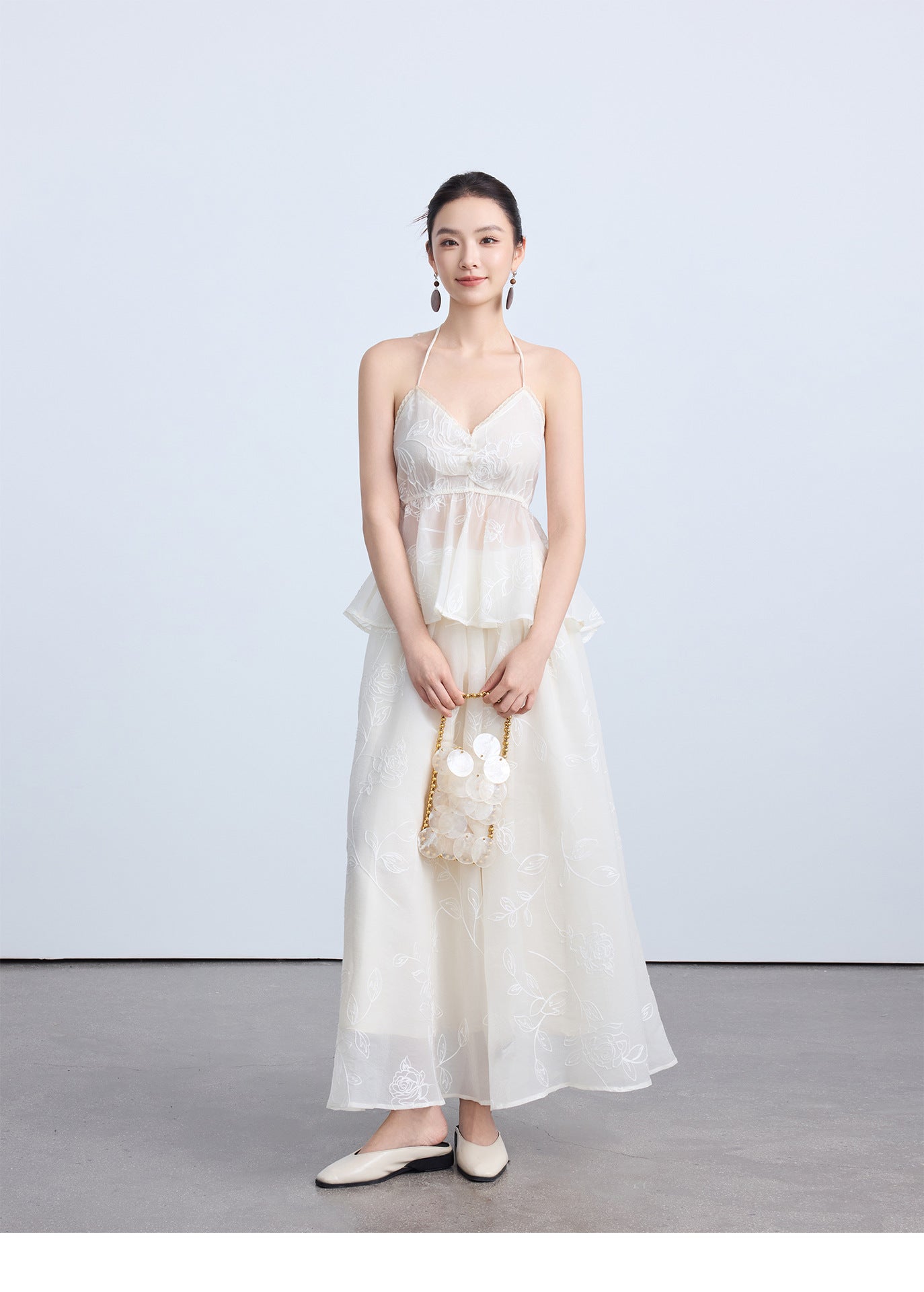 Chinese Style Lace Halter Neck Slim Summer Top for Women