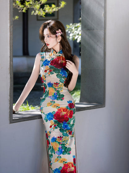 Elegant Sleeveless Cheongsam – Youth Retro High-End Dress