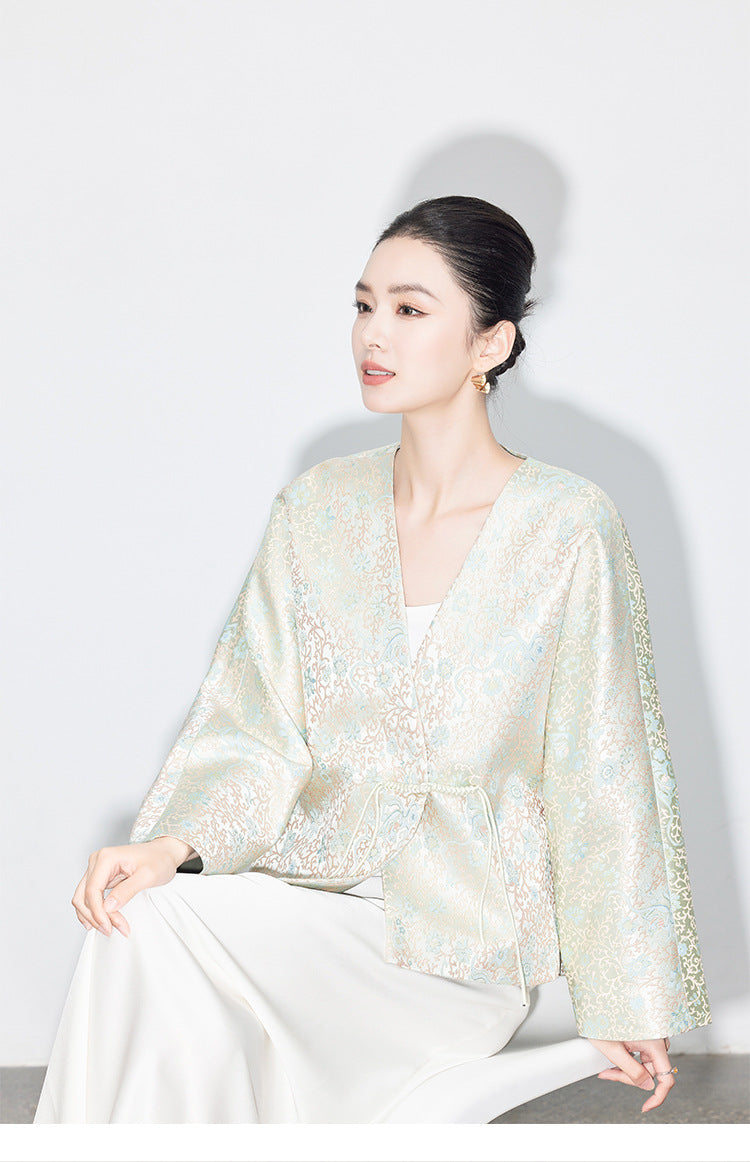 Stylish Autumn Jacquard Collar Blouse for Women