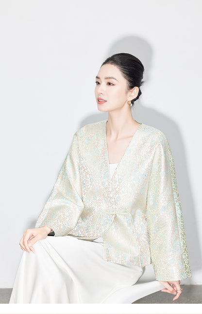 Stylish Autumn Jacquard Collar Blouse for Women