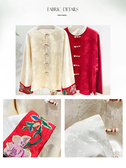 Stylish National Style Embroidered Top for Women