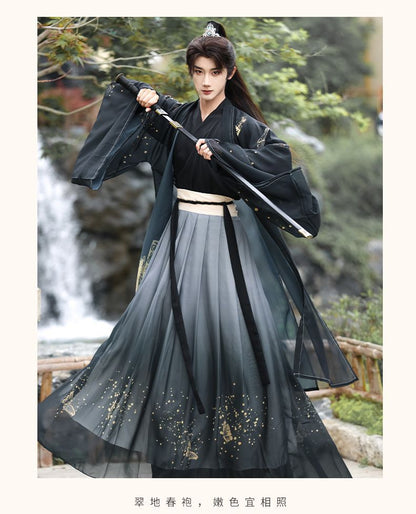Unisex Jin Dynasty Hanfu Cross Collar Top Daily Wear Ancient Style