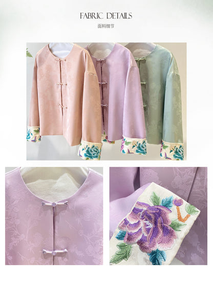 Spring Retro Embroidered Loose Slimming Jacket for Women