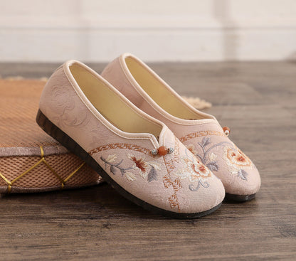 Old Beijing Style Women’s Flats — Retro Embroidered Costume Shoes