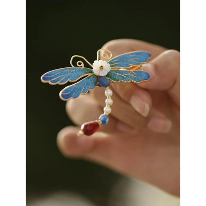 Hanfu Side Hair Clip Ming Song Style Qipao Accessory Enamel Lily Bell Hairpin