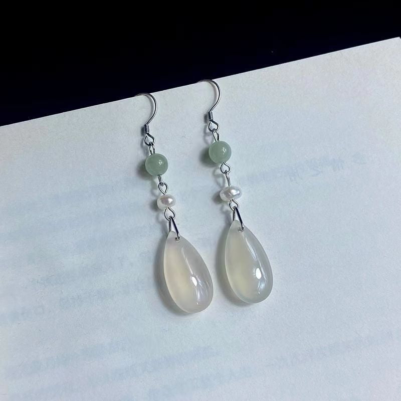 Misty Rain Silver Earrings | Antique Style 925 Silver Chinese Style Pearl Jewelry