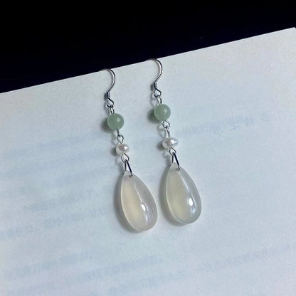 Misty Rain Silver Earrings | Antique Style 925 Silver Chinese Style Pearl Jewelry