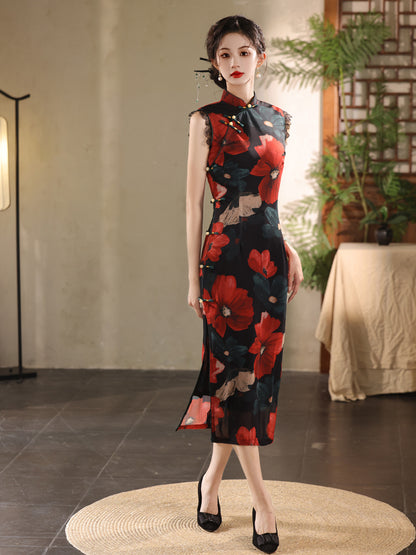 Elegant Youth Cheongsam – Sleeveless Retro High-End Dress