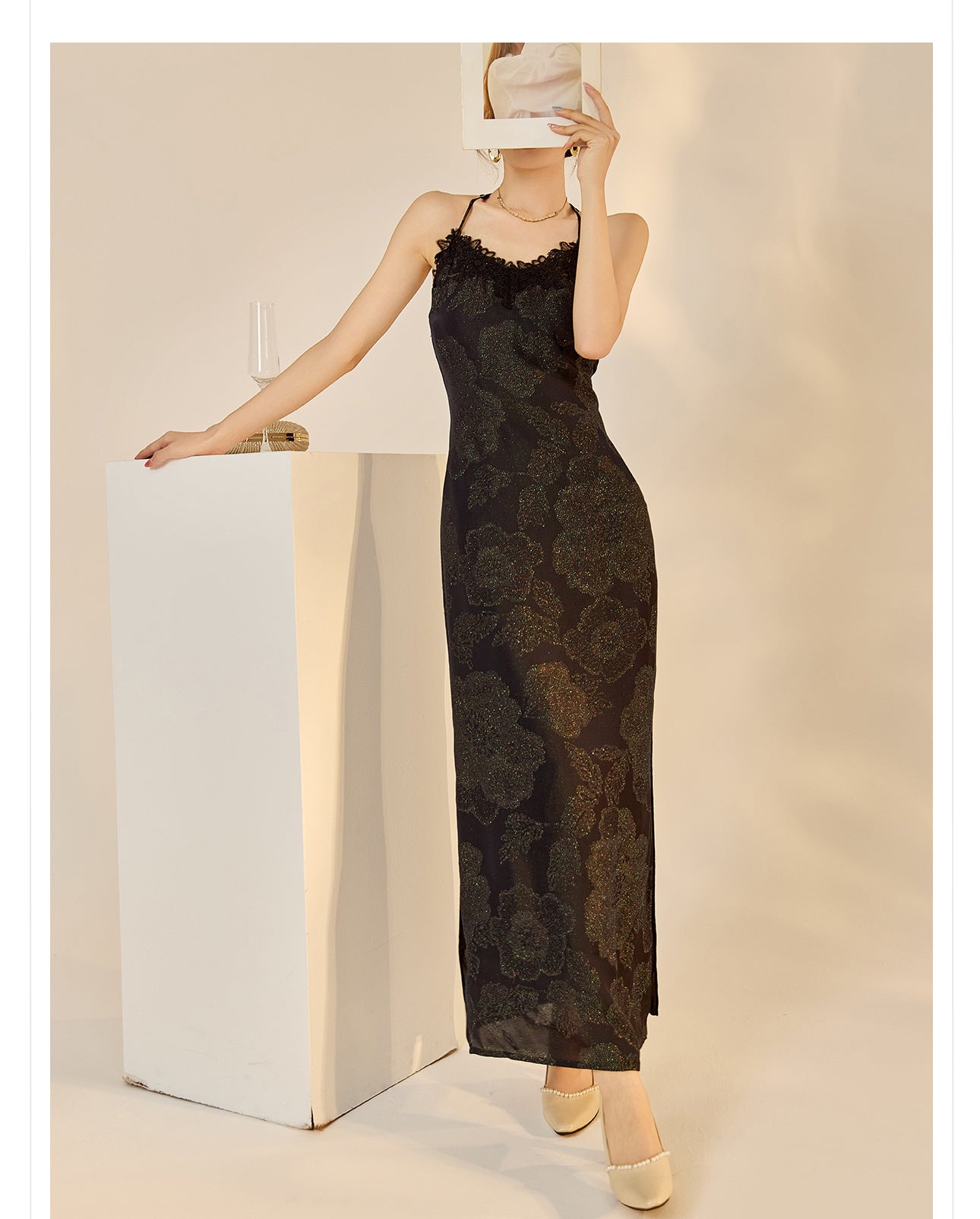 Velvet Burnout Jacket & Printed Cardigan Dress Set for Autumn