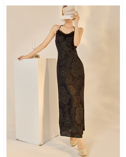 Velvet Burnout Jacket & Printed Cardigan Dress Set for Autumn