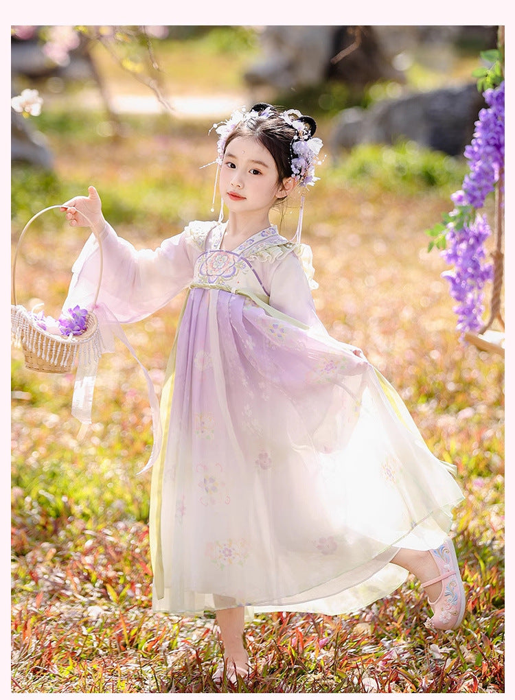 Girls Spring Hanfu — Purple Fairy Ruqun Dress for Children Cosplay