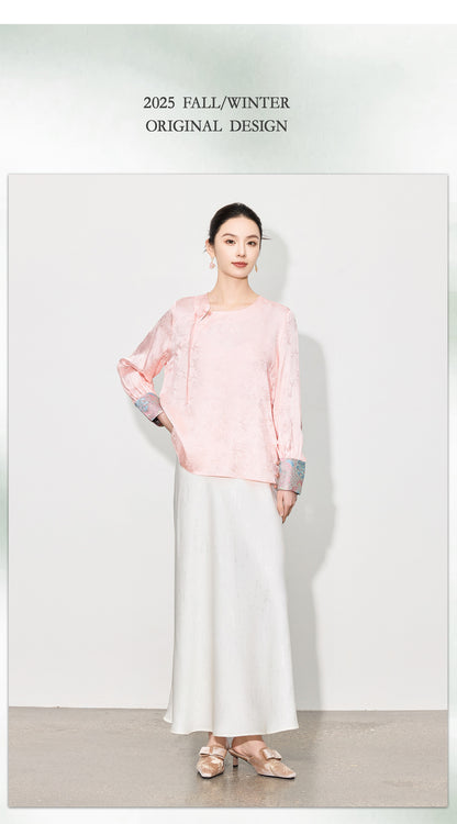 Stylish Retro Long Sleeve Jacquard Shirt