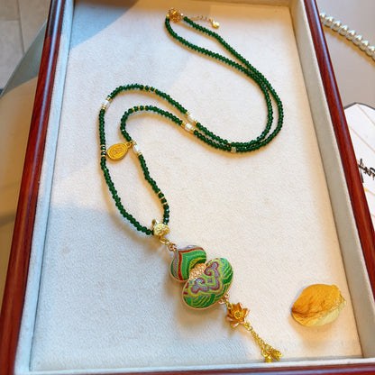 Handmade Song Brocade Gourd Necklace | New Chinese Style Cultural Heritage Accessory
