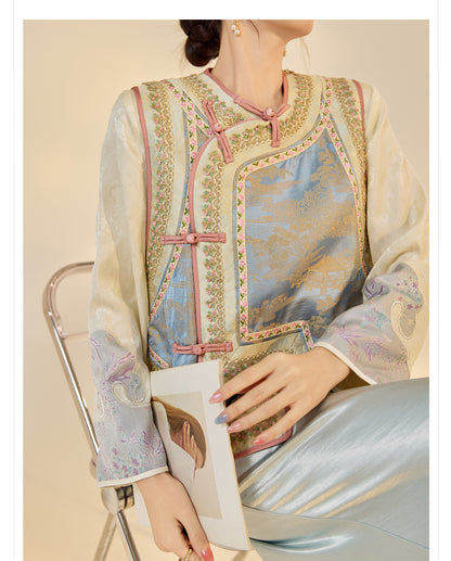 2025 New Chinese Style Elegant Jacquard Shirt | High-End Embroidered Button Top