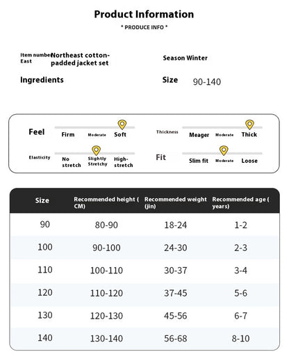 Northeast Floral Girls Padded Jacket Winter Rabbit Ear Four-Piece
