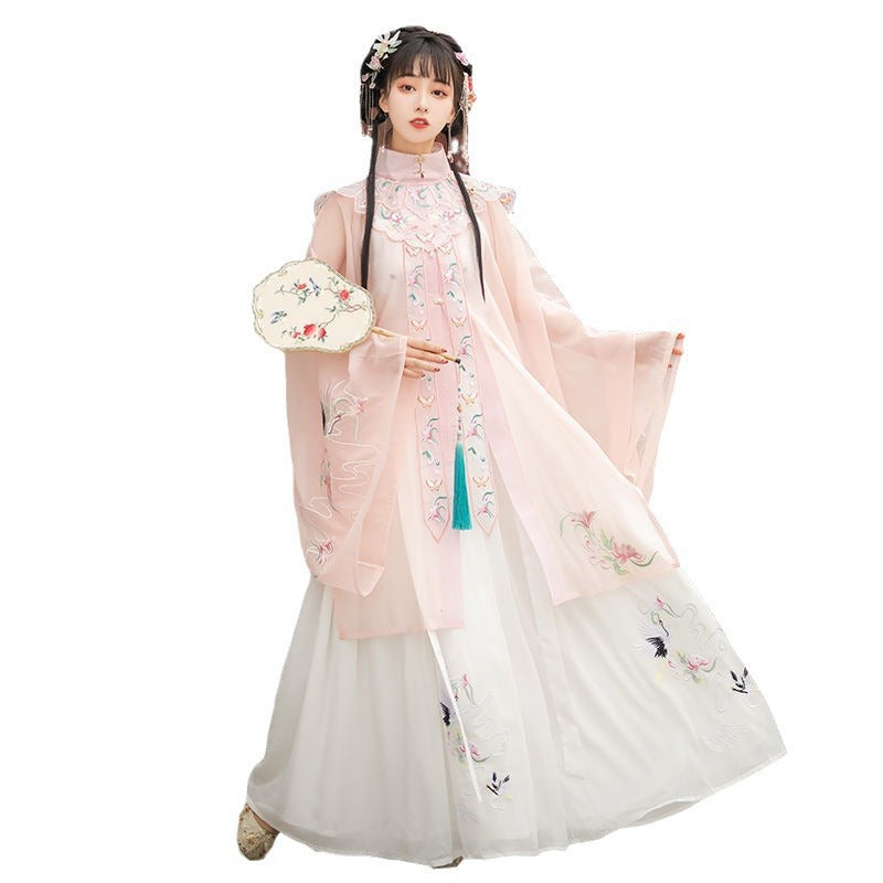 Elegant Hanfu Set — Princess Costume with Cloud Shoulders & Stand Collar