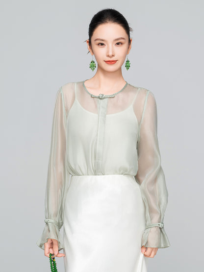 Lightweight Autumn Casual Round Neck Shirt for Women