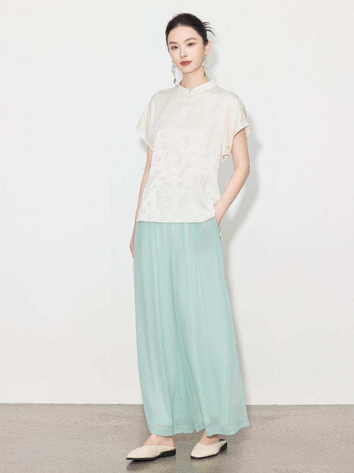 High-Waist Wide-Leg Draped Pants for Women