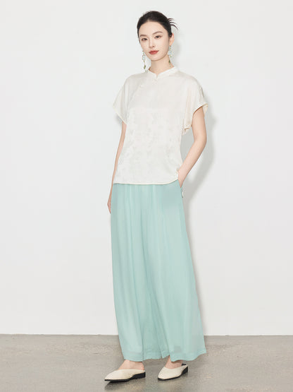 High-Waist Wide-Leg Draped Pants for Women
