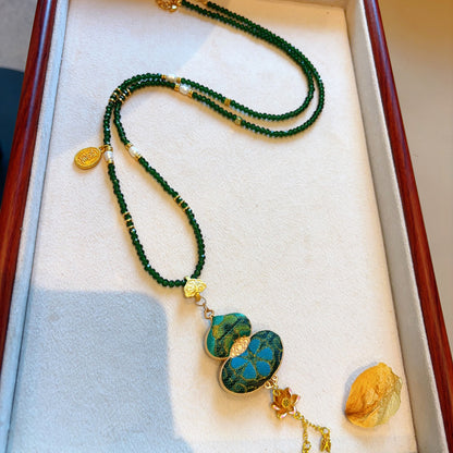 Handmade Song Brocade Gourd Necklace | New Chinese Style Cultural Heritage Accessory