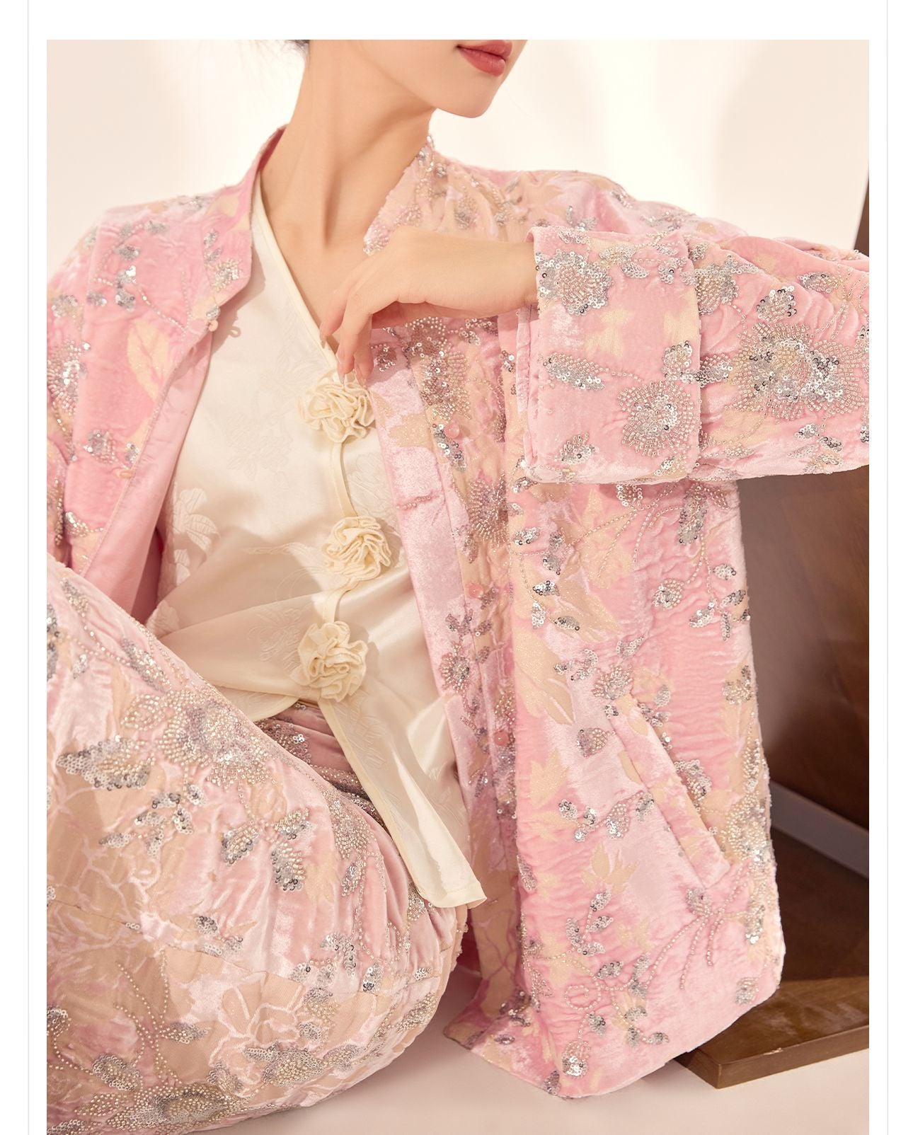2026 Spring New Chinese Beaded Rayon Elegant Youthful Jacket