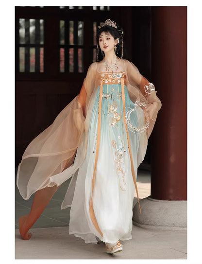 Oriental Ancient Hanfu — Chest-High Ru Skirt & Heavy Embroidery Outfit