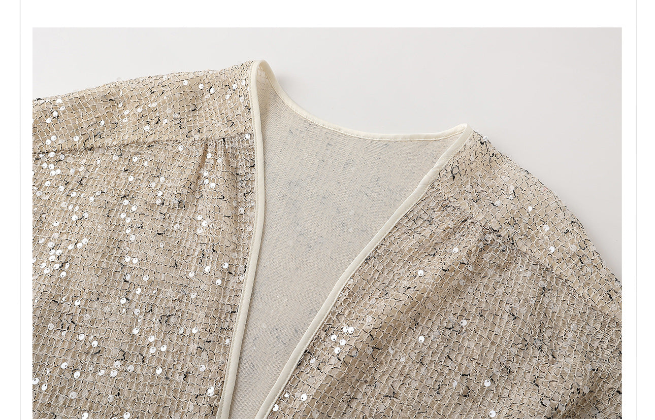 Autumn New Chinese Sequin Embroidered High-End Coat Dress Set