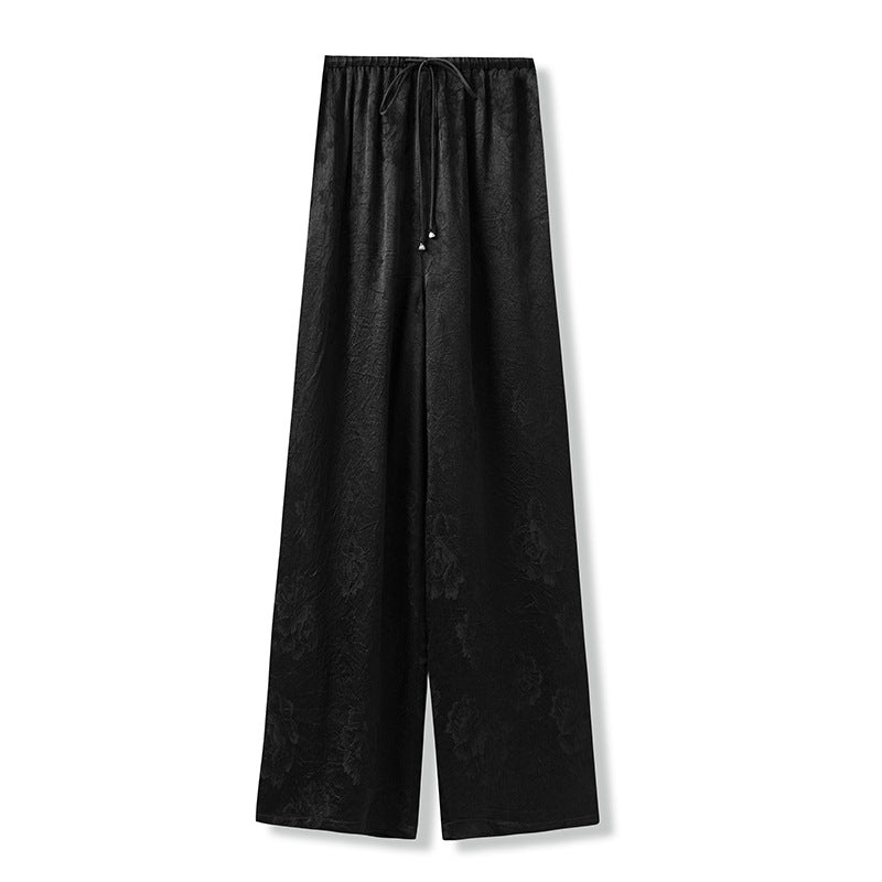 2026 New Chinese Style Elegant Acetate Wide-Leg Pants for Women