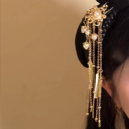 Elegant Pearl Hairpin | Chinese Style Cheongsam Back Hair Accessory