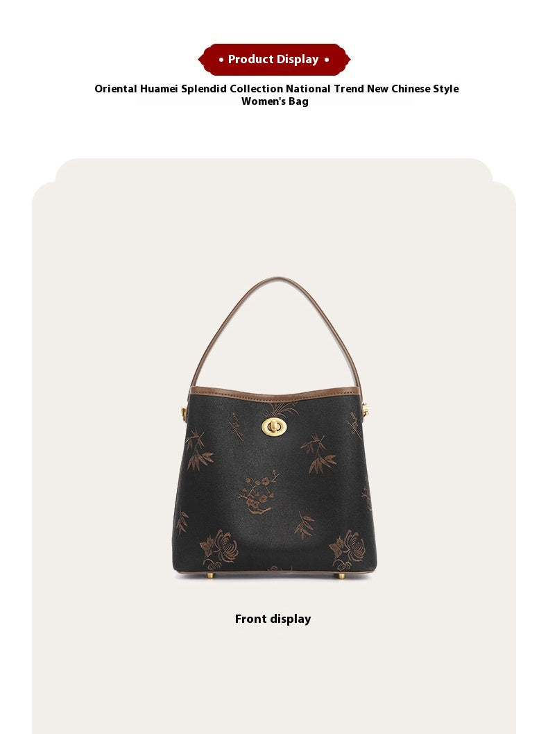 Vintage Xiangyun Silk Handbag — Real Mulberry Silk Bucket Bag for Women