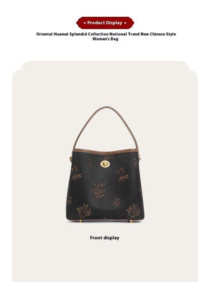 Vintage Xiangyun Silk Handbag — Real Mulberry Silk Bucket Bag for Women