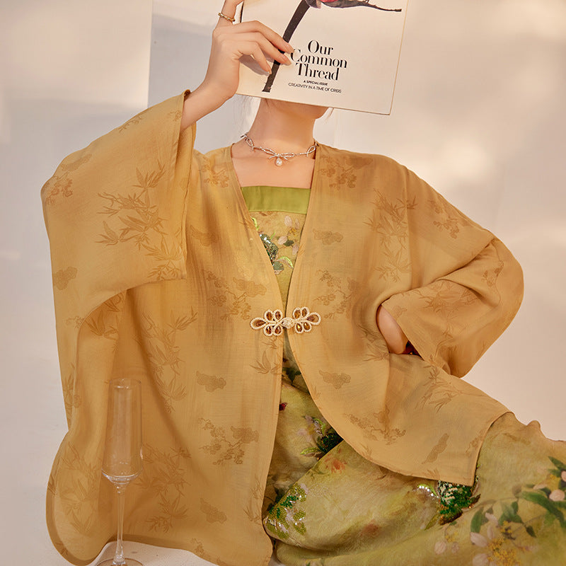 Elegant New Chinese Style High-End Women's Long Sleeve Loose Coat