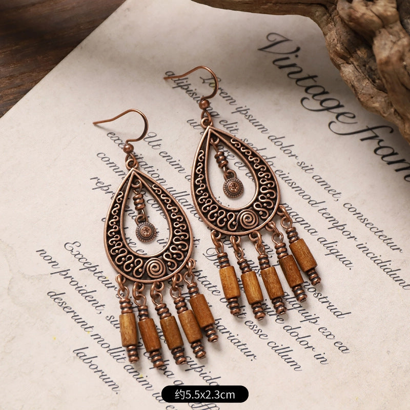 Vintage Boho Tassel Earrings — Niche Chinese Ethnic Long Drop Earrings