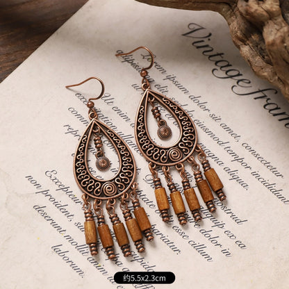 Vintage Boho Tassel Earrings — Niche Chinese Ethnic Long Drop Earrings