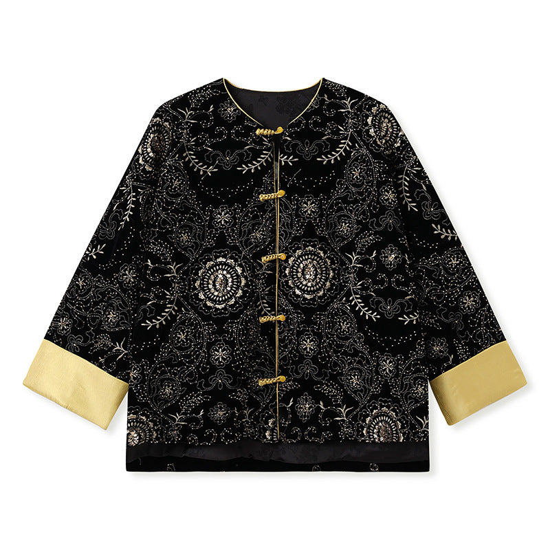 Retro Sequin Embroidered Zen Chinese Style Autumn Jacket