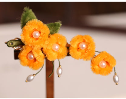 Hanfu Hairpin Osmanthus Clip Side Hair Accessory Chinese Vintage Autumn Winter