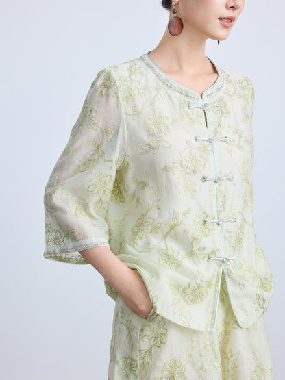 Luxury Embroidered Chinese Style Two-Piece Outfit