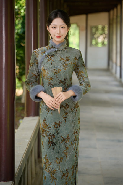 Old Shanghai Style Qipao – Elegant Autumn Winter Daily Wear
