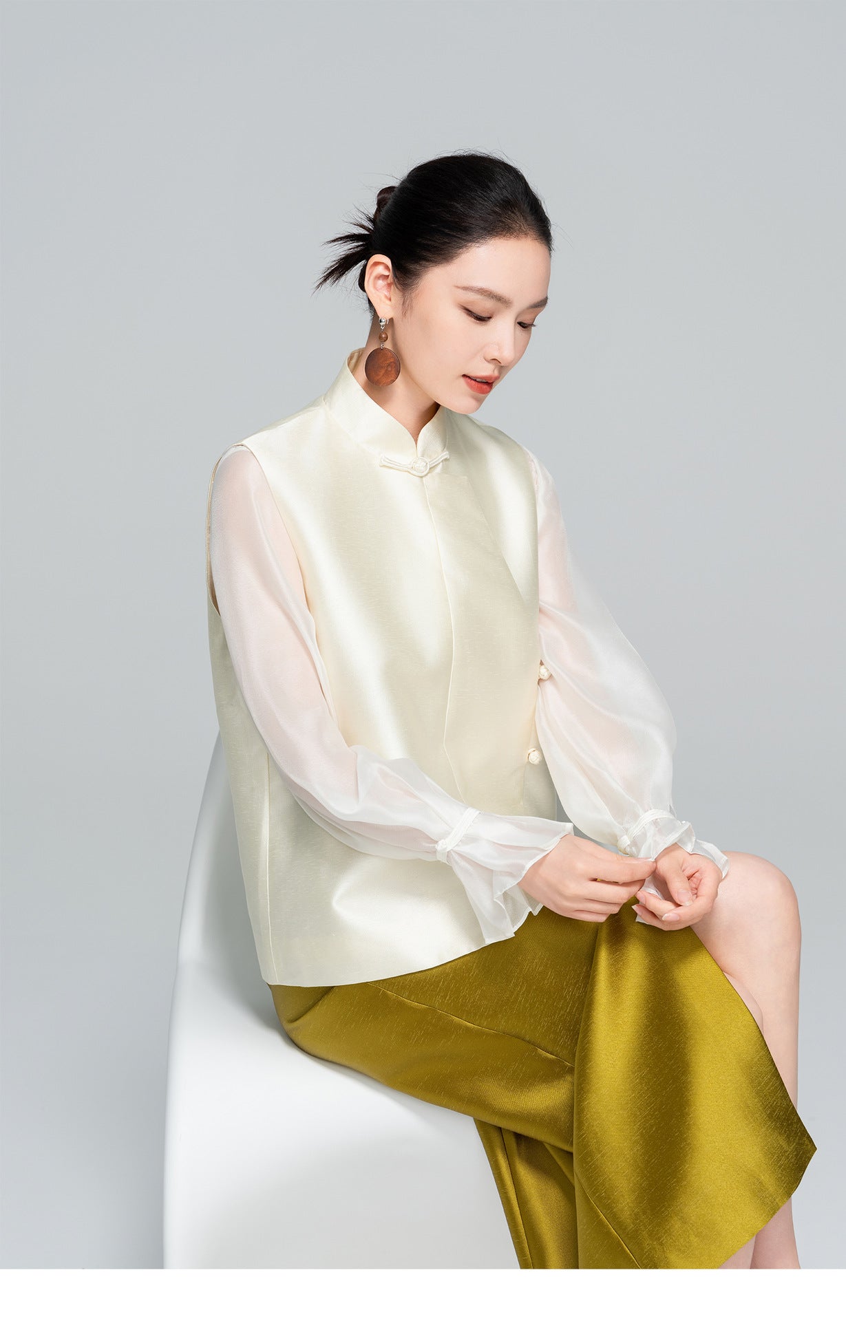 Layered Sleeveless Vest with Side Slit for Women