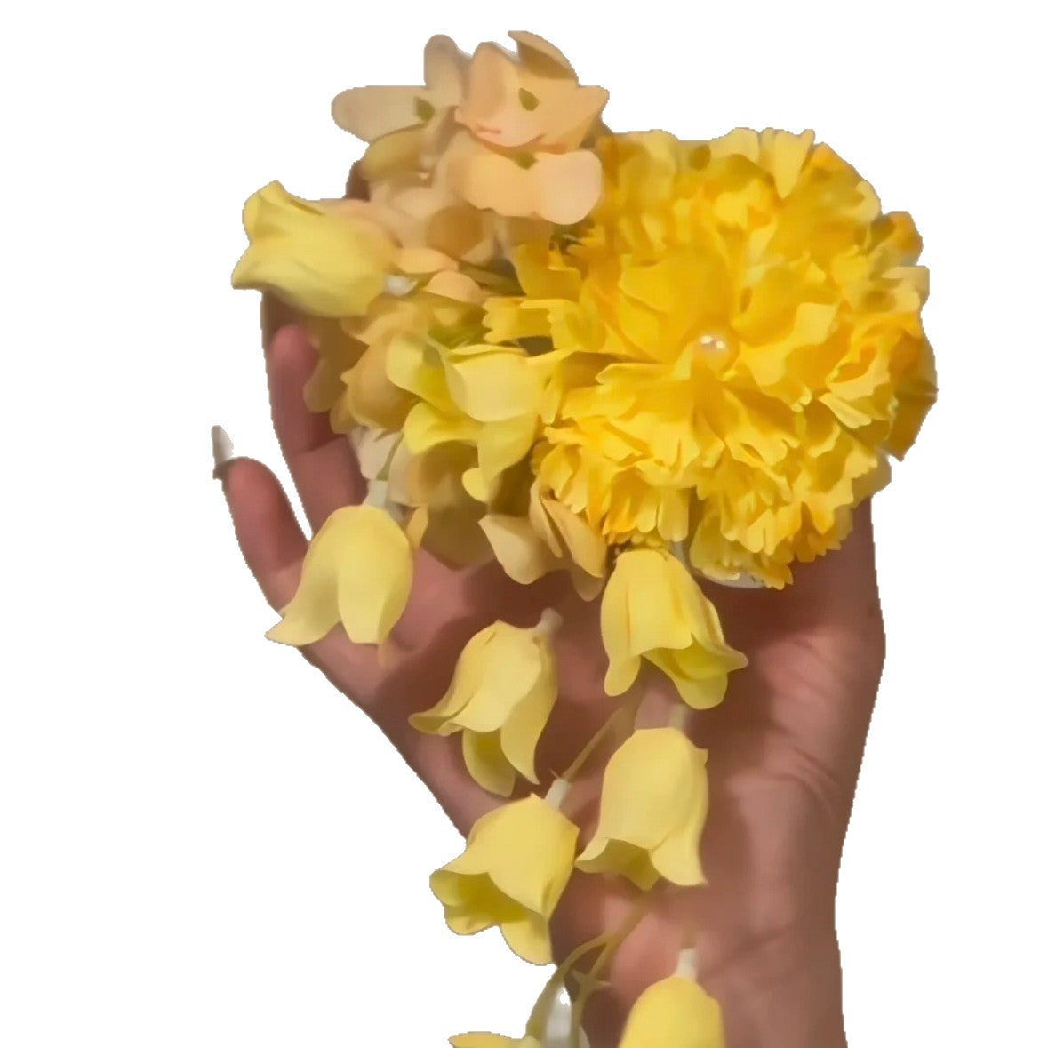 Yellow Floral Tassel Hair Clip New Chinese Style Vintage Hair Accessory