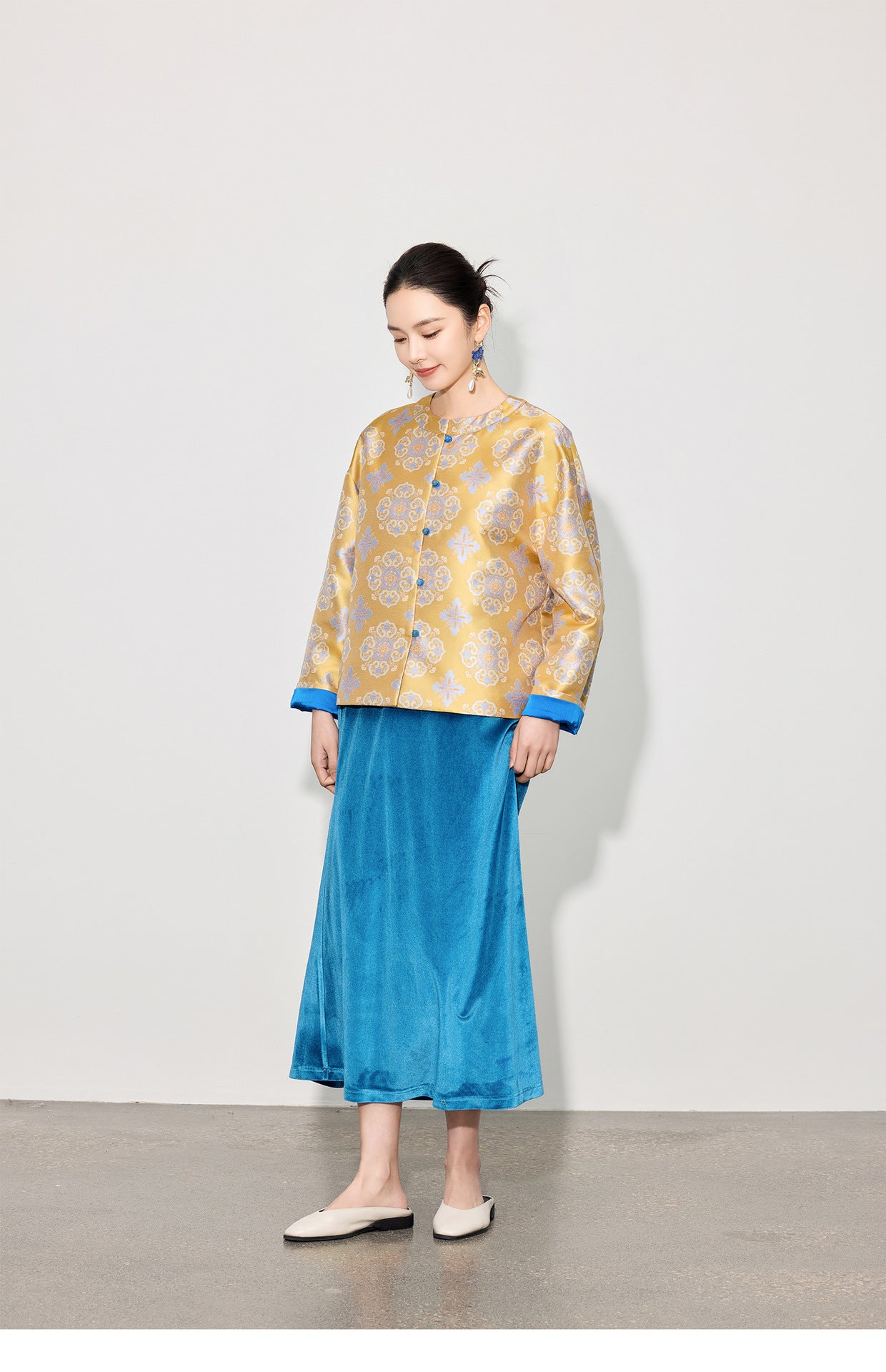 Stylish Retro Jacquard Long Sleeve Jacket