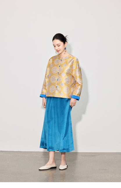 Stylish Retro Jacquard Long Sleeve Jacket