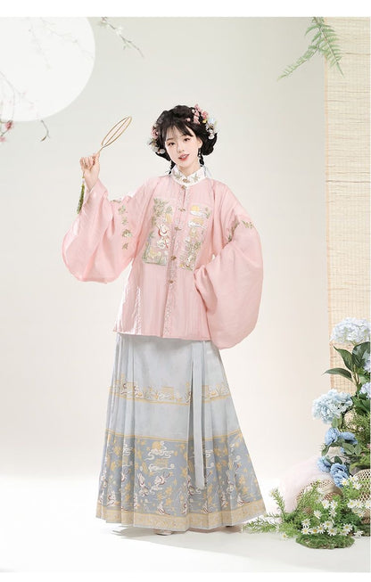 Trees of Sea 2025 New Ming Hanfu Set Stand Collar Embroidered Horse Face Skirt