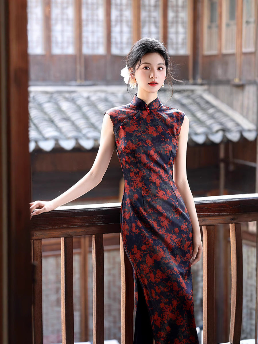 Slim Fit Retro Qipao – Elegant Long Chinese Dress