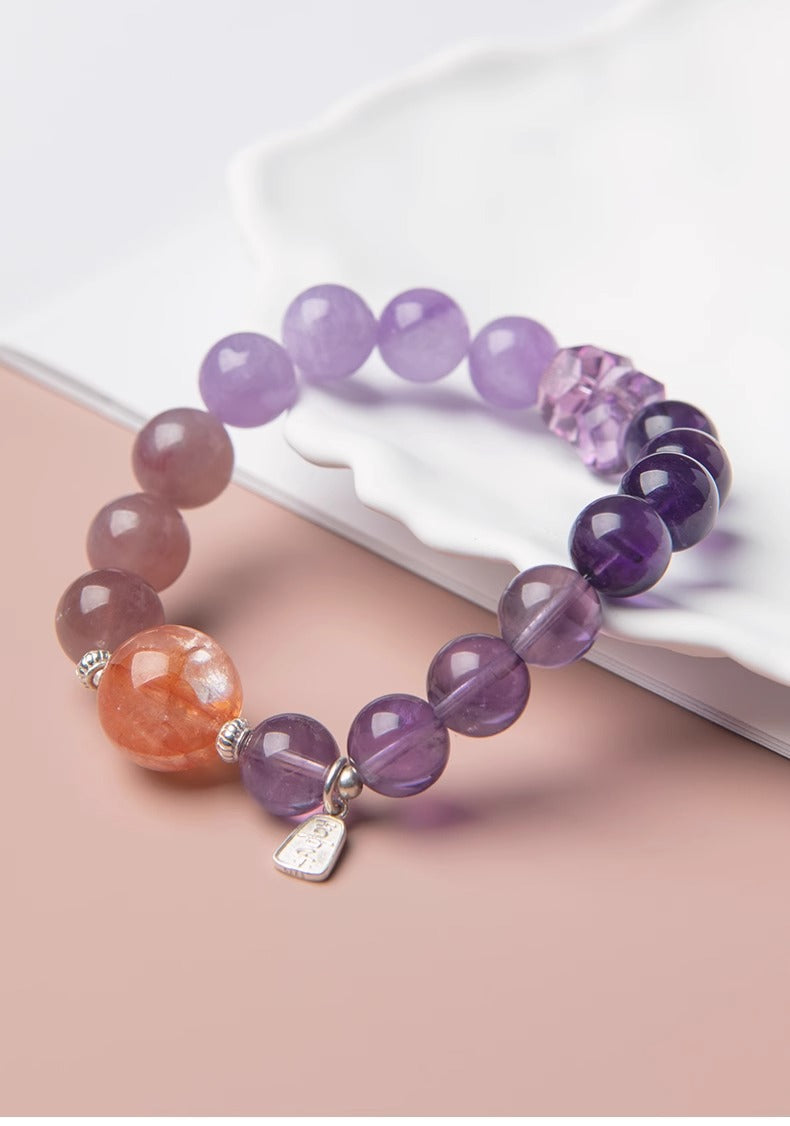 Natural Amethyst Nine-Purple Fire Bracelet — Lucky Exam Charm for Women